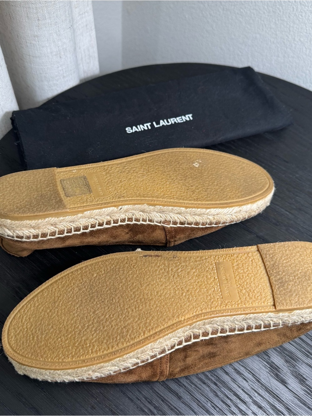 Saint Laurent YSL Espadrille Flats Logo Suede Brown 38 - Picture 8 of 8